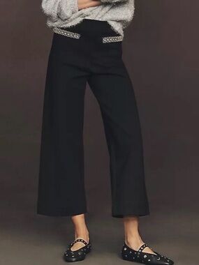 Anthropologie Maeve The Colette Crop Rhinestone Pockets Knit Pants Size 27 New
